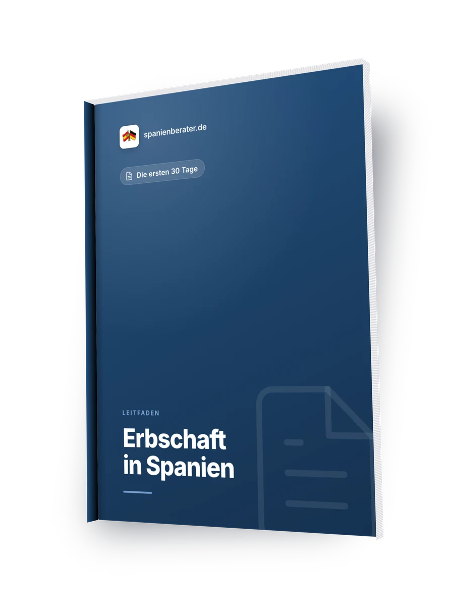 Titelbild des Leitfadens „Erbschaft in Spanien - Die ersten 30 Tage“